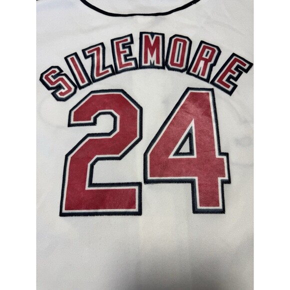 Cleveland Indians Majestic Stitched Jersey Large White Grady Sizemore MLB 2009 - Picture 3 of 7